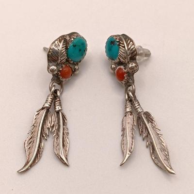 LOT 132: Sterling 925 Silver Native American Earrings 15.6gtw