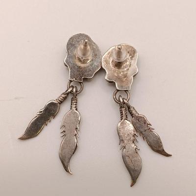 LOT 132: Sterling 925 Silver Native American Earrings 15.6gtw