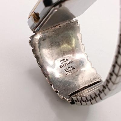LOT 142: STC Sterling Navajo Skyway Trading Co. Native Wrist Watch 60gtw