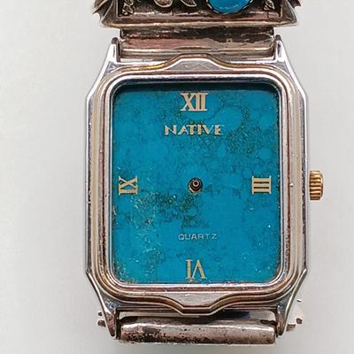 LOT 142: STC Sterling Navajo Skyway Trading Co. Native Wrist Watch 60gtw