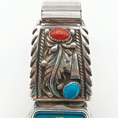 LOT 142: STC Sterling Navajo Skyway Trading Co. Native Wrist Watch 60gtw