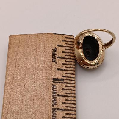 LOT 143: Diamond and Black Onyx 14K Gold Ring 3.53gtw Size 5
