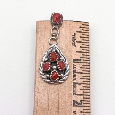 LOT 145: Sterling 925 Silver & Coral Native American Earrings 11.9gtw