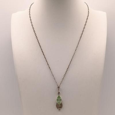 LOT 164: Vintage Silver-Tone Herringbone Heart Neckalce, Peridot-Tone Pendant Necklace & More