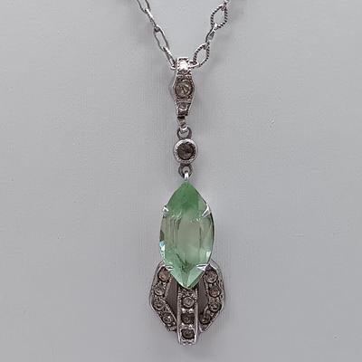 LOT 164: Vintage Silver-Tone Herringbone Heart Neckalce, Peridot-Tone Pendant Necklace & More