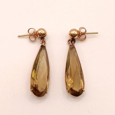 LOT 166: Vintage 14K Gold and Freshwater Pearl Earrings with Hematite and Citrine-Tone Earrings
