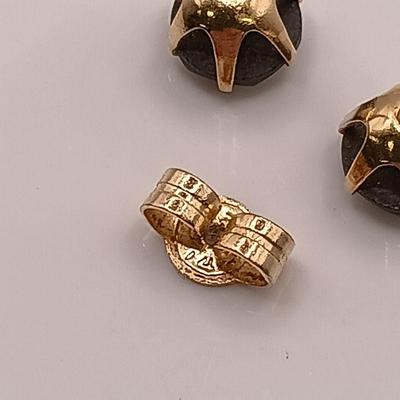 LOT 166: Vintage 14K Gold and Freshwater Pearl Earrings with Hematite and Citrine-Tone Earrings