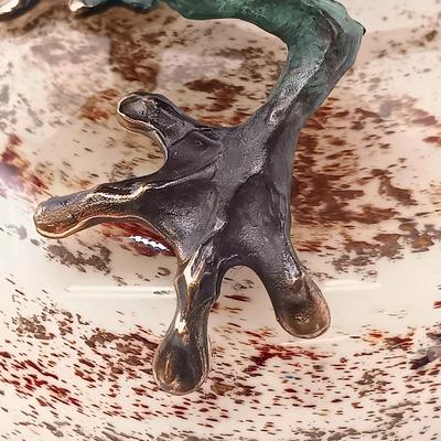 LOT 167: Dan Chen Signed Bronze Sculpture Frog on Art Glass