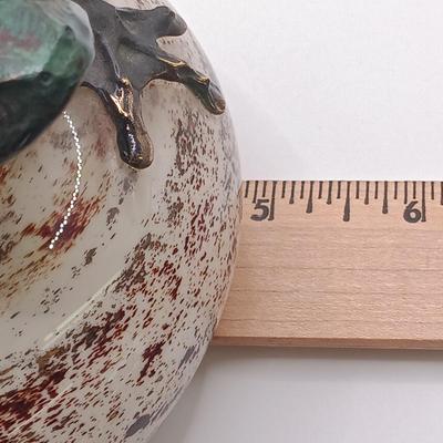 LOT 167: Dan Chen Signed Bronze Sculpture Frog on Art Glass