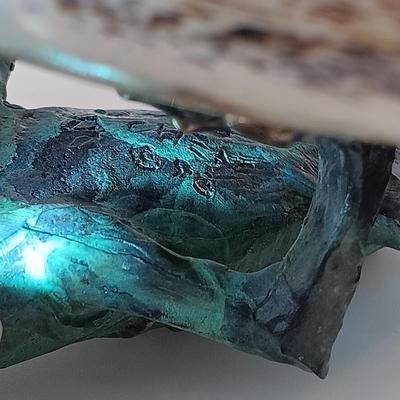 LOT 167: Dan Chen Signed Bronze Sculpture Frog on Art Glass