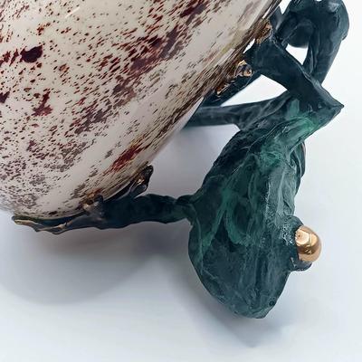 LOT 167: Dan Chen Signed Bronze Sculpture Frog on Art Glass