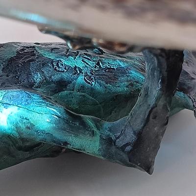 LOT 167: Dan Chen Signed Bronze Sculpture Frog on Art Glass
