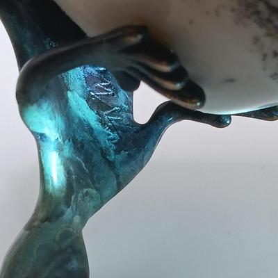 LOT 168: Michael Storey Signed Bronze and Stone Sculpture Lizard