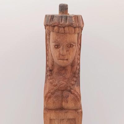 LOT 169: Antique Carved Wood Architecture with Small Plaster Lion Reliefs