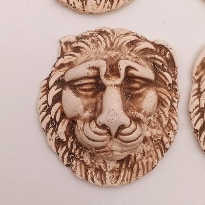 LOT 169: Antique Carved Wood Architecture with Small Plaster Lion Reliefs