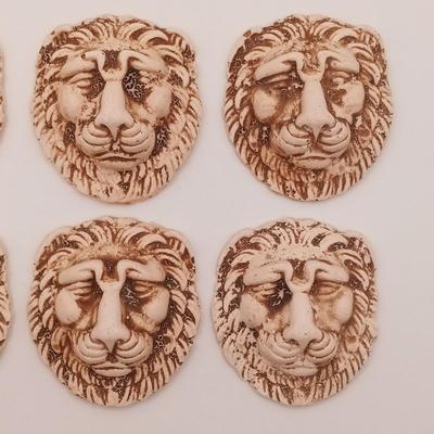 LOT 169: Antique Carved Wood Architecture with Small Plaster Lion Reliefs