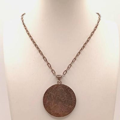 LOT 170: 90% Silver 1780 Maria Theresa Thaler Spanish Coin Pendant