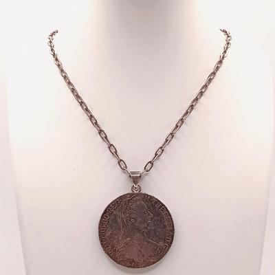LOT 170: 90% Silver 1780 Maria Theresa Thaler Spanish Coin Pendant
