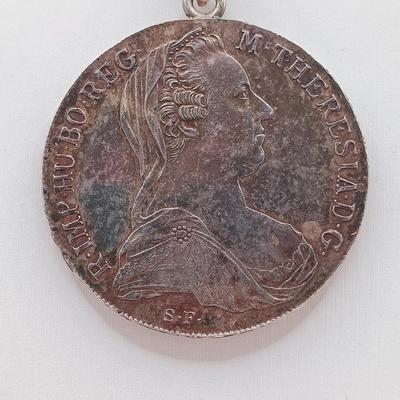LOT 170: 90% Silver 1780 Maria Theresa Thaler Spanish Coin Pendant