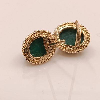 LOT 171: 14K Gold and Malachite Earrings 2.4gtw