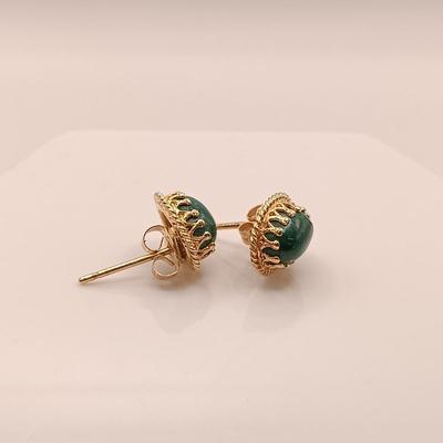 LOT 171: 14K Gold and Malachite Earrings 2.4gtw