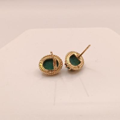 LOT 171: 14K Gold and Malachite Earrings 2.4gtw