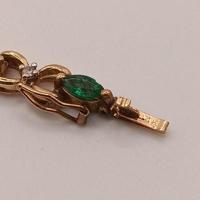 LOT 172: Vintage 14K Gold Emerald and Diamond Tennis Bracelet 11.3gtw