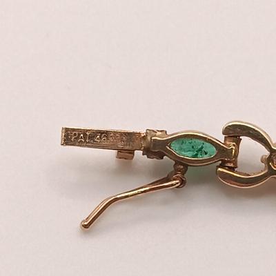 LOT 172: Vintage 14K Gold Emerald and Diamond Tennis Bracelet 11.3gtw