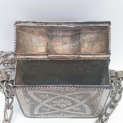 LOT 173: Vintage Quran Travel Box with Yemeni Silver-Tone and Bakelite Necklace