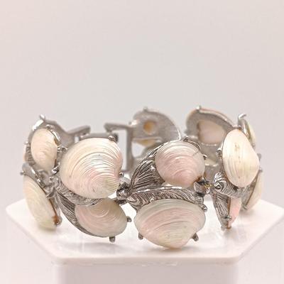 LOT 175: Monet Chunky Cable Bracelet, Vintage Capri Shell Bracelet, Bird Pendant & More