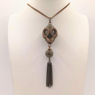 LOT 176: Vintage Jan Michaels Snake Tassle Necklace, Heavy Stone Bracelet, Painted Wood Earrings & More