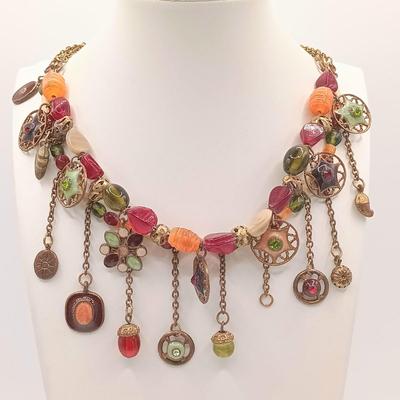 LOT 176: Vintage Jan Michaels Snake Tassle Necklace, Heavy Stone Bracelet, Painted Wood Earrings & More