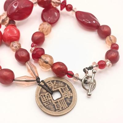 LOT 177: Silver-Tone and Art Glass Bead Bracelet, Glass Leaf Pendant Necklace & More