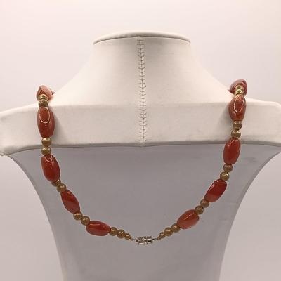 LOT 177: Silver-Tone and Art Glass Bead Bracelet, Glass Leaf Pendant Necklace & More