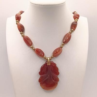LOT 177: Silver-Tone and Art Glass Bead Bracelet, Glass Leaf Pendant Necklace & More