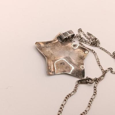 LOT 180: Vintage Sterling 925 Silver Cuff Bracelet and Star Pendant Necklace 29.3g