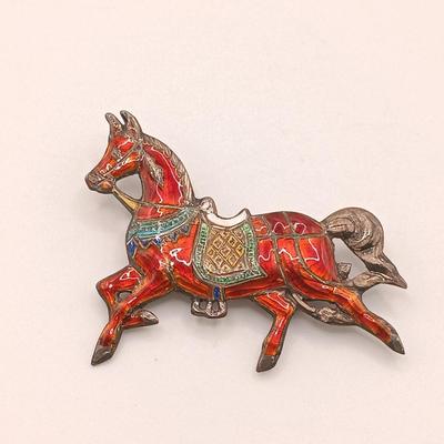 LOT 181: Siam Sterling Silver and Enamel Bracelet and Brooch