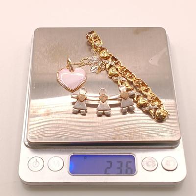 LOT 183: Vintage Sterling Silver Marsal Heart Pendant Necklace, Naldo Brooch & Heart Bracelet 23.6gtw