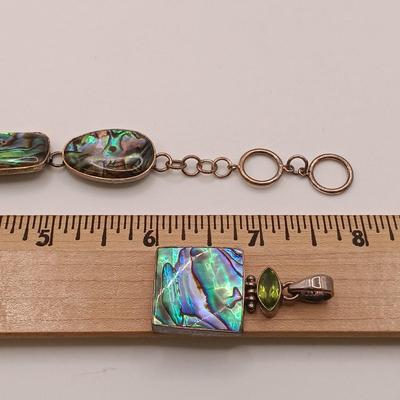 LOT 184: Sterling Silver and Abalone Shell Bracelet and Pendant
