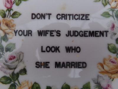 Good advice on a plate. Gold trimmed. About 7-1/2" diameter.