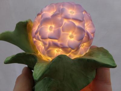 Ceramic night light w/internal bulb, cord switch. About 4-1/2" diameter.