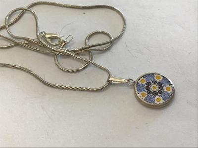 Italy Micro mosaic Necklace Stamped