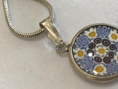 Italy Micro mosaic Necklace Stamped