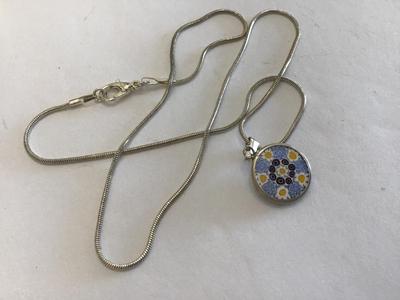 Italy Micro mosaic Necklace Stamped
