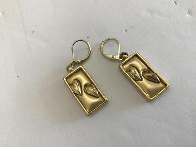 Double Heart Gold Earrings
