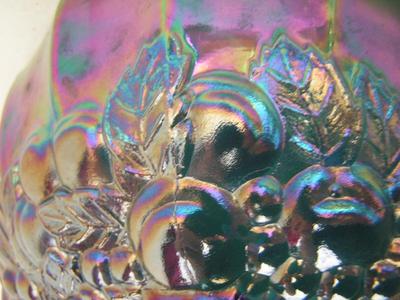 GORGEOUS VTG Iridescent Carnival Glass Oval Footed bowl .VG to EX.