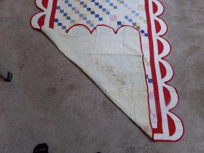 Hand crafted child bed quilt. Excellent detail. Outstanding example