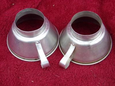 PAIR of canning funnels for filling jars. Light weight aluminum