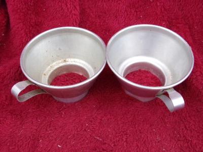 PAIR of canning funnels for filling jars. Light weight aluminum