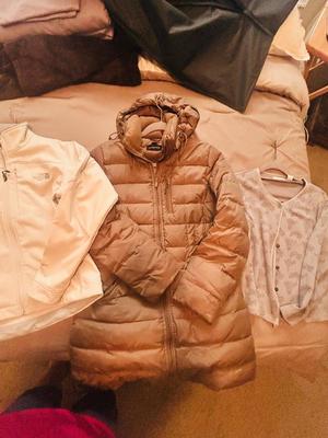 NORTH FACE JACKET (M) J JILL SWEATER (S) LANDS END DOWN FILLED COAT (S)